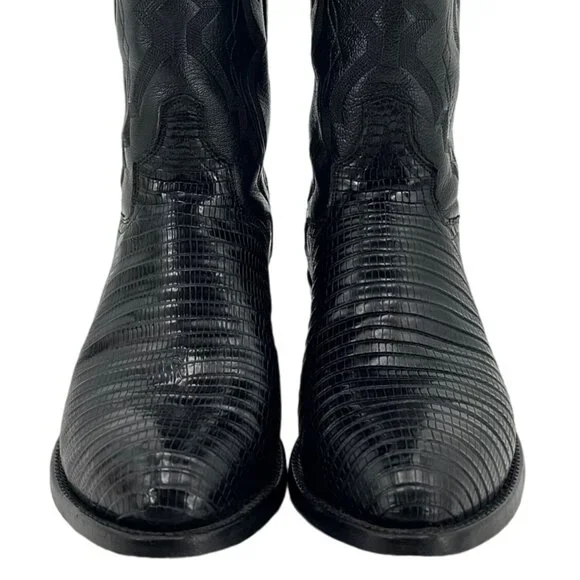 Vintage El Dorado Exotic Black Teju Lizard Cowboy Boots Mens size 9 Western 9550 - Picture 2 of 16
